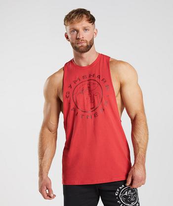 Podkoszulki Męskie Gymshark Legacy Drop Arm Czerwone | PL 4042NWY